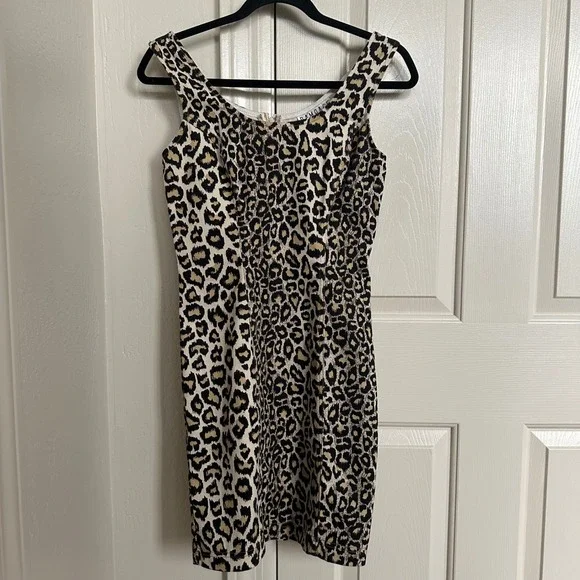 Vintage 90s Rampage Leopard Print Denim Mini Dress - Made in USA - Size S - Picture 1 of 11